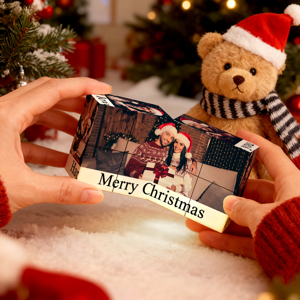 Custom Photo Text Cube Personalized Magic Puzzle Christmas Gift for Him Her