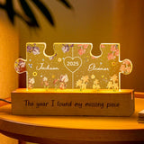 Personalized Couple Puzzle LED Night Light with Birth Flower Night Light Anniversary Gifts for Lover