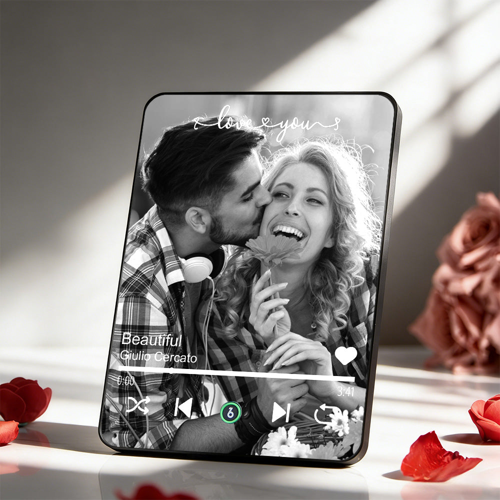 Custom Music Photo Plaque Personalized Full Picture Music Plaque Can Play Songs Gift for Lover Valentines GIft