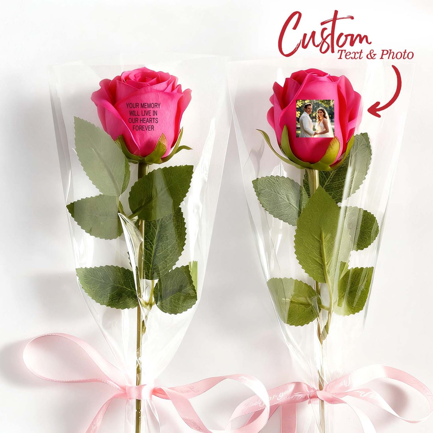 Custom Photo & Text Rose (Multiple Colors Available) – Personalized Valentine’s Day Gift Mother’s Day Gift