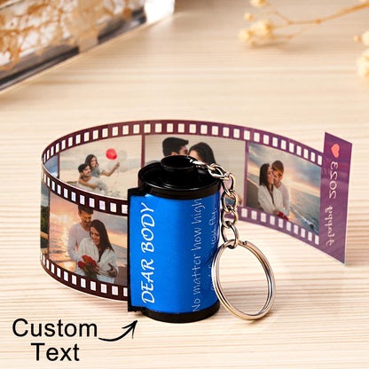 Custom Photo & Text Colorful Roll Film Keychain Camera Keychain with Wood Box Meaningful Gifts For Couples