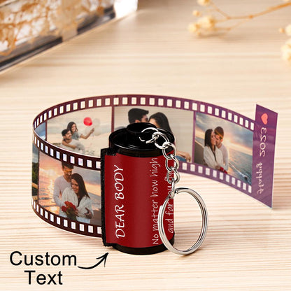 Custom Photo & Text Colorful Roll Film Keychain Camera Keychain with Wood Box Meaningful Gifts For Couples