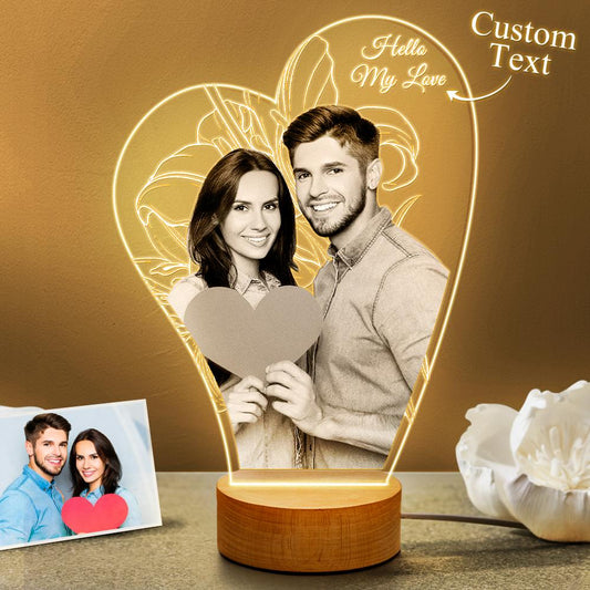 Custom 3D Photo Lamp Led for Lover With Engraved Words Gift For Valentine's Day