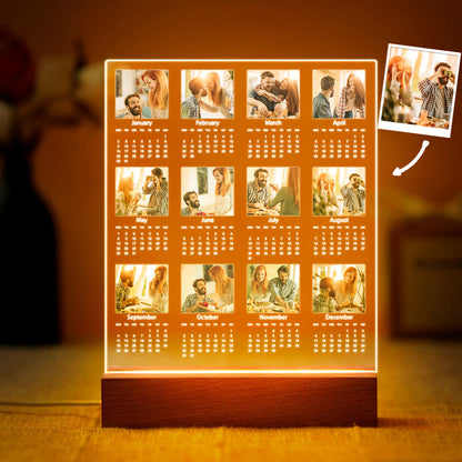 Custom Photo Acrylic Night Light Calendar Design Home Decoration Personalized 12 Pictures Valentine's Day Gift for Lover