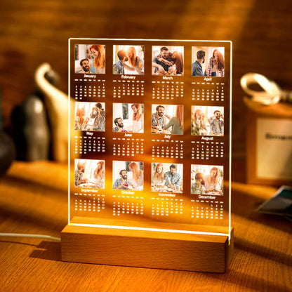 Custom Photo Acrylic Night Light Calendar Design Home Decoration Personalized 12 Pictures Valentine's Day Gift for Lover