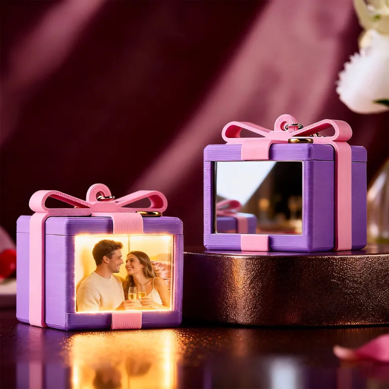 Custom Mirror Lamp Keychain Gift Box Shape Christmas Gift for Couple Valentines Gift